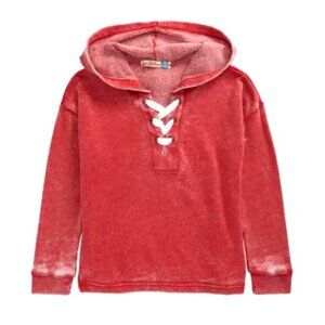 🆕 Vintage Havana (Nordstrom brand) Kids' New Burnout Red Front Lace Hoodie
